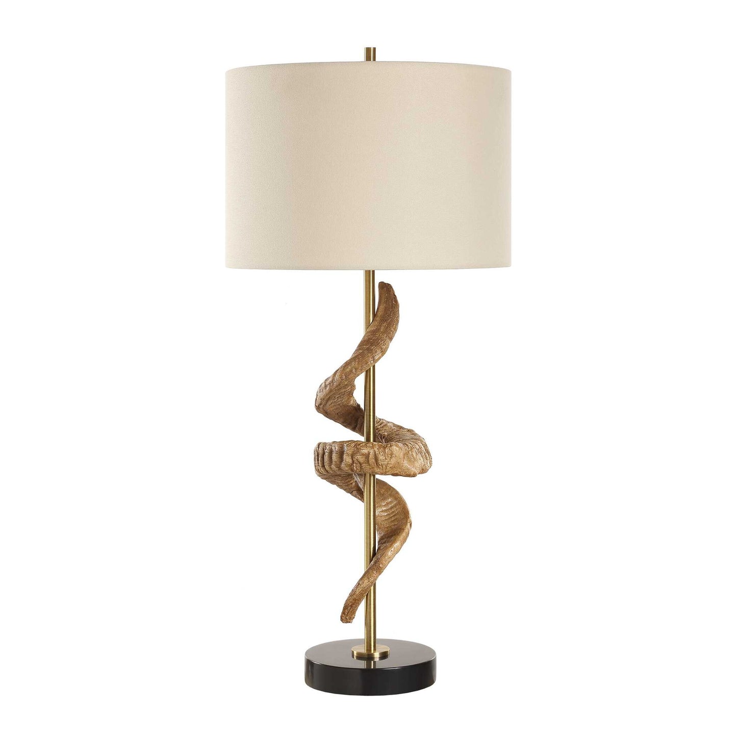 Rams - Horn Table Lamp - Light Brown