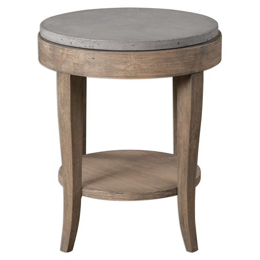 Deka - Round Side Table - Gray & Light Brown