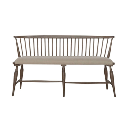 Americana Farmhouse - Upholstered Seat Windsor Bench (RTA) - Light Brown