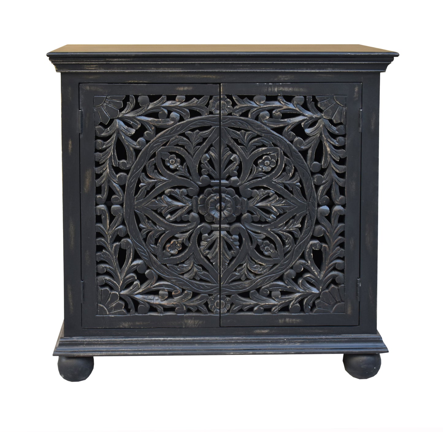 Yasmine - Two Door Cabinet - Black Distressed