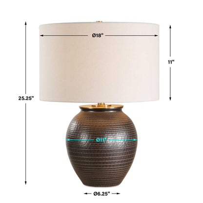 Hawkins - Ribbed Table Lamp - Bronze