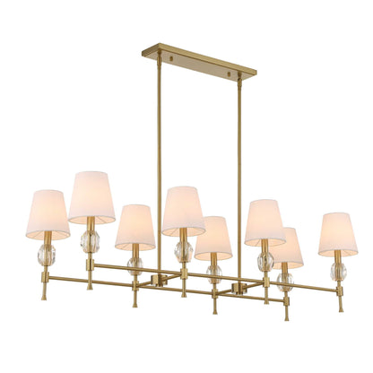 Arques - 8 Light Linear Chandelier - White / Gold