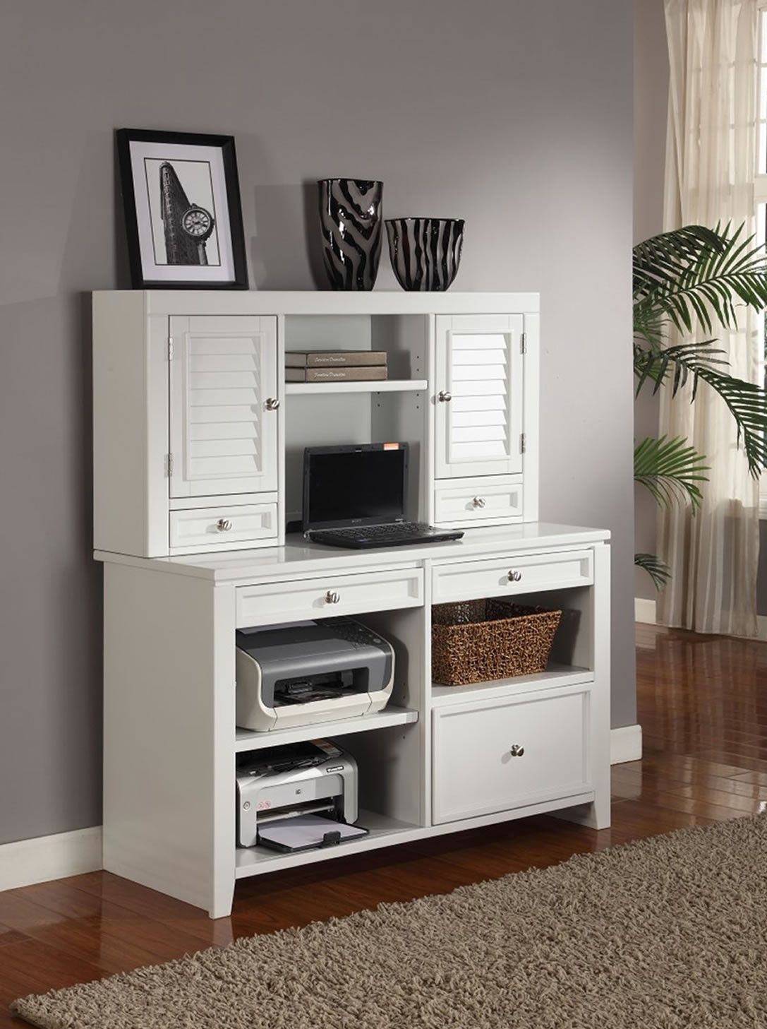 Boca - U Shape Desk With Credenza File And Hutch - Cottage White