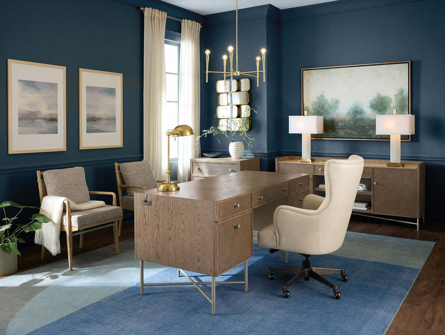 Sonnet - Sonnet Executive Desk - Dark Gray / Light Brown