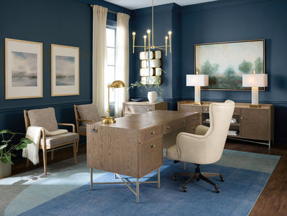 Sonnet - Sonnet Executive Desk - Dark Gray / Light Brown