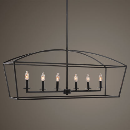 Clayton - 6 Light Linear Chandelier - Black