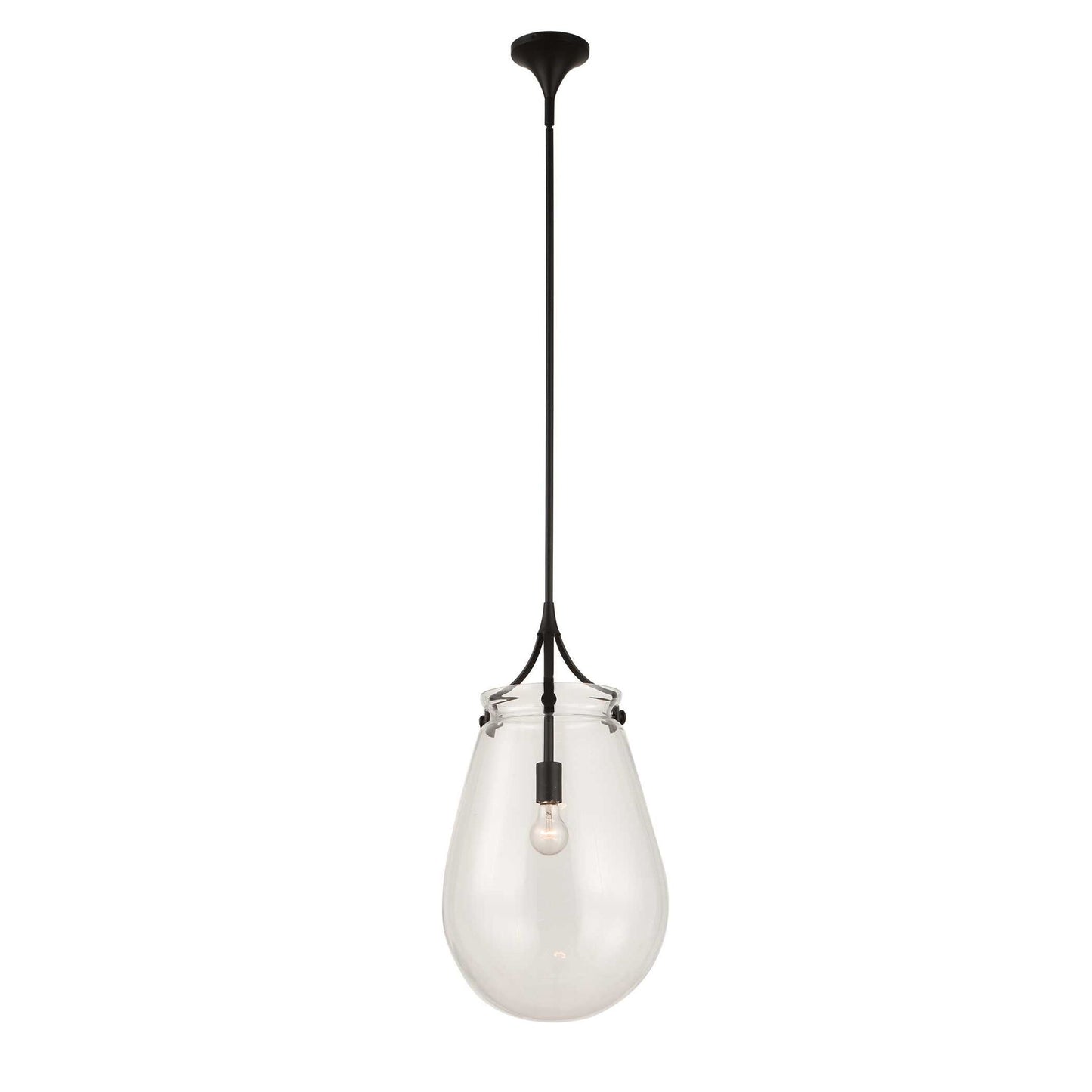 Dewdrop - 1 Light Glass Shade Pendant - Black