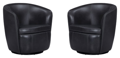 Barolo - 100% Italian Leather Swivel Club Chair (Set of 2)