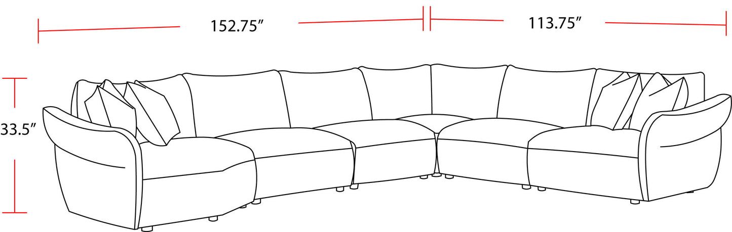 Playful - 6 Piece Modular Sectional - Canes Cobblestone