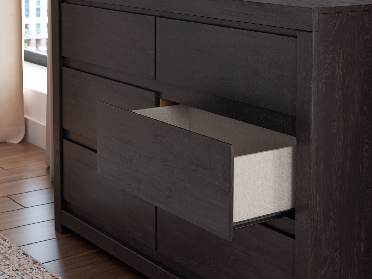 Fraluna - Charcoal - Six Drawer Dresser