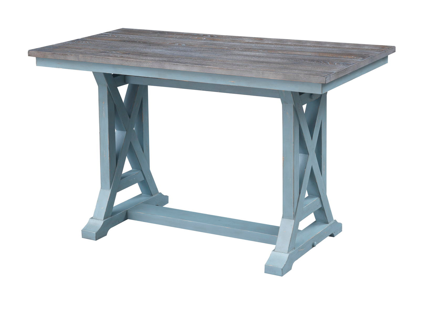 Bar Harbor - Hand Painted Table With Plank Style Top