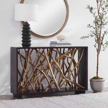 Teak Maze - Console Table - Dark Brown