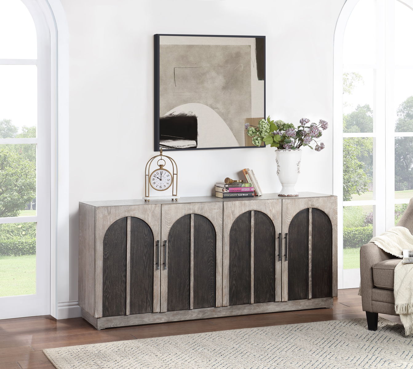 Edgecomb - Four Door Credenza - Weathered Gray