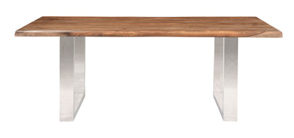 Brownstone 2.0 - Solid Wood Live Edge Topped Table With Chrome Legs