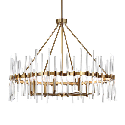 Crystal - Stick 8 Light Chandelier - Brass