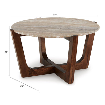 Tanidore - Round Cocktail Table - Warm Brown