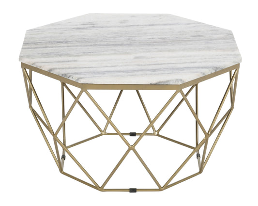 Callista - Octagonal Cocktail Table - White / Gold