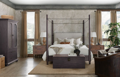 Big Sky - California King Poster Bed With Canopy - Black / Dark Brown
