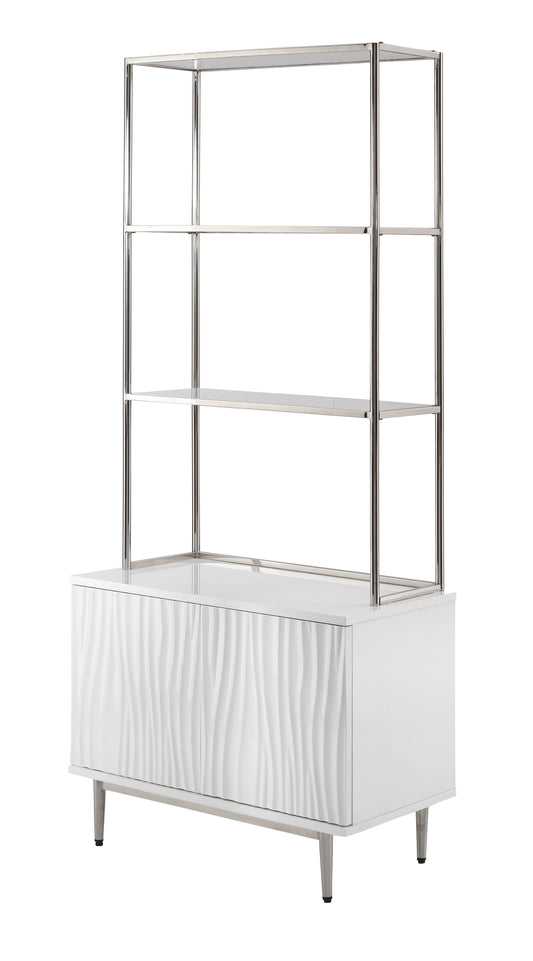 Waves - Bookcase (2 Cartons) - Glossy White