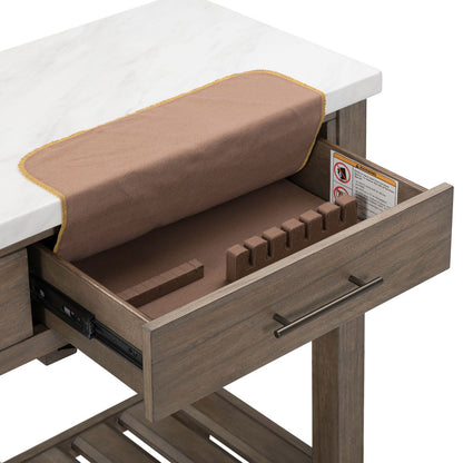 Edison - Server With Faux Marble Top - Brownstone