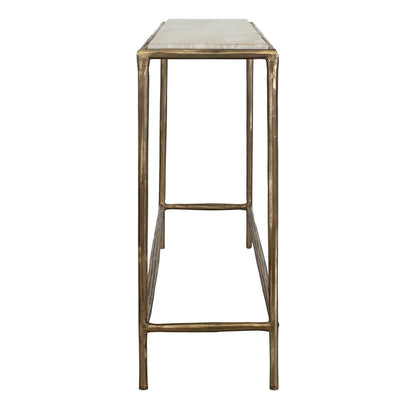 Minerva - Marble Top Console Table - Brass / Gray / White