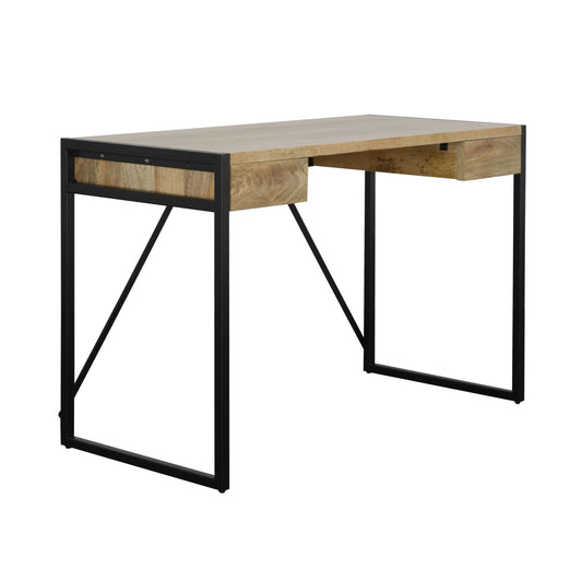 Micah - Two Drawer Writing Desk - Dex Natural / Metal