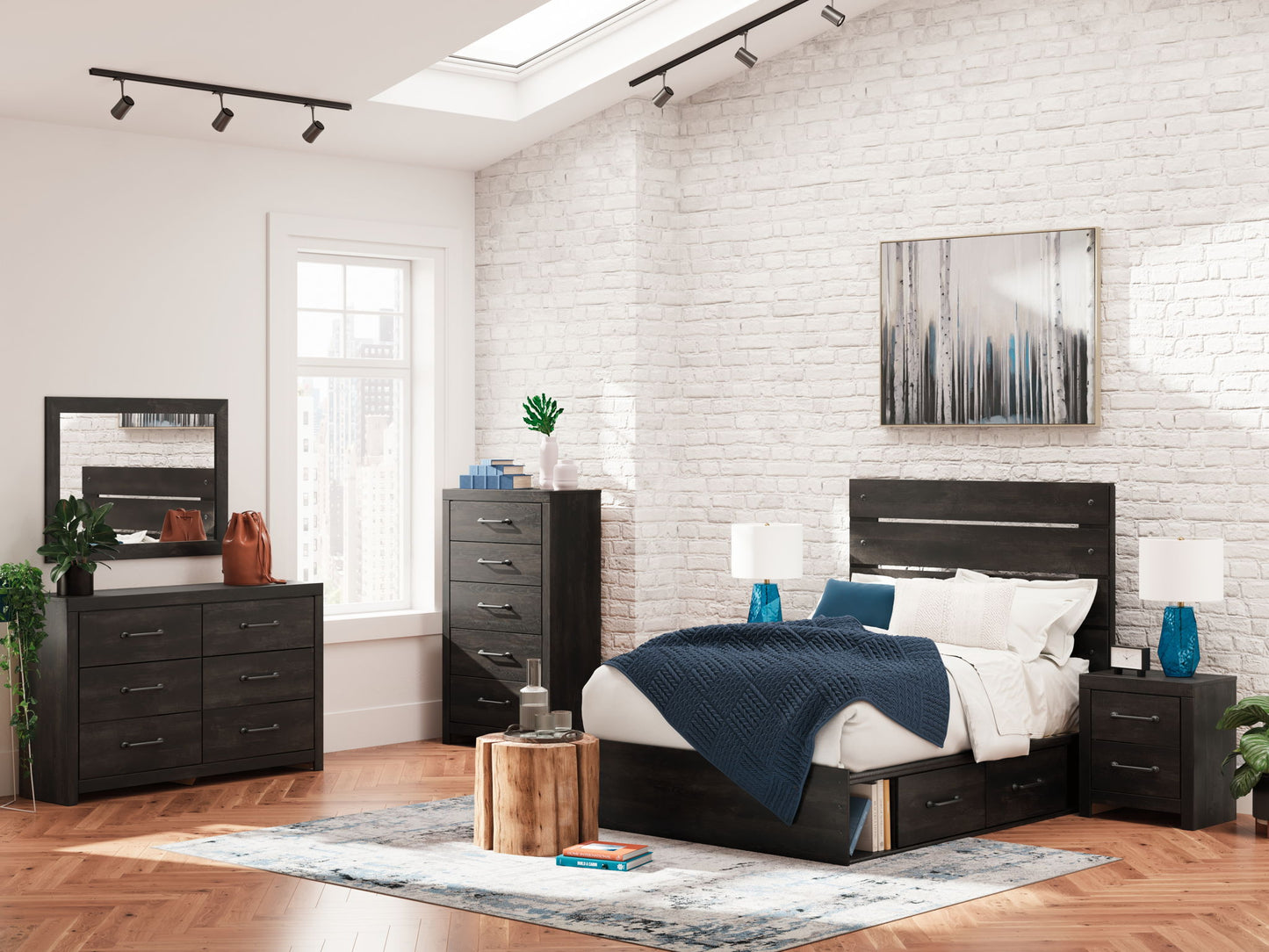 Hollivern - Six Drawer Dresser - Dark Gray