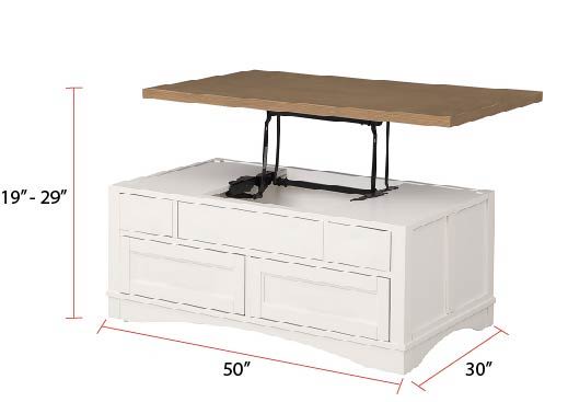 Americana Modern - Cocktail Table With Lift Top - Cotton With Weathered Natural Top