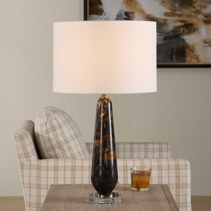 Dames - Dark Marble Table Lamp - Black / Brown