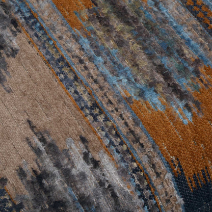 Lainey - Upholstered Ikat Armchair - Blue / Brown / Orange