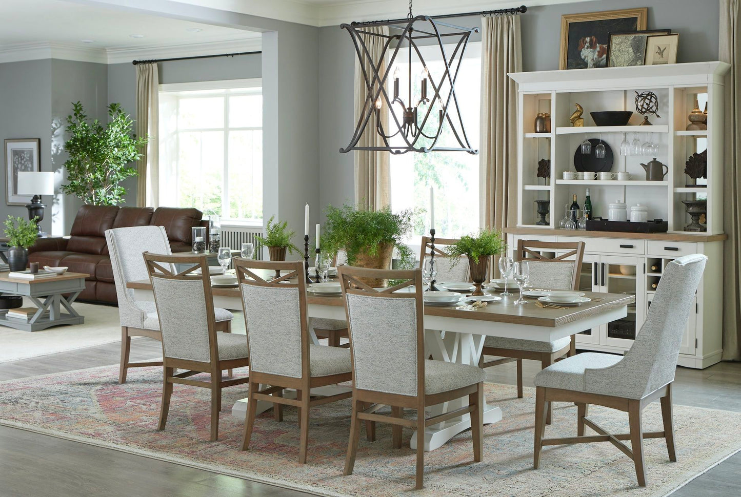 Americana Modern Dining - Trestle Dining Table With Extensions - Cotton