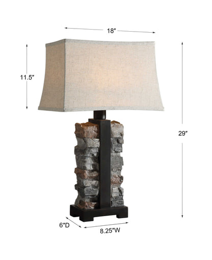 Kodiak - Stacked Stone Lamp - Beige & Dark Gray