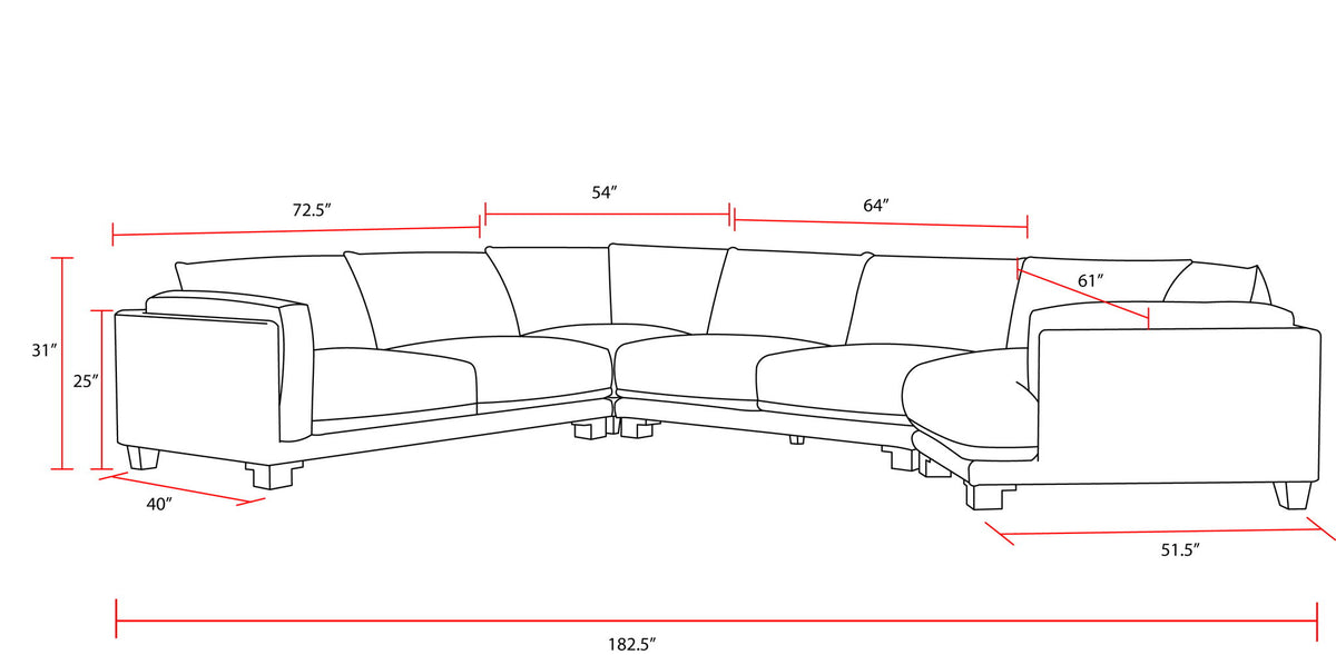 Escape - 4 Piece Modular Sectional - Mirage Mist