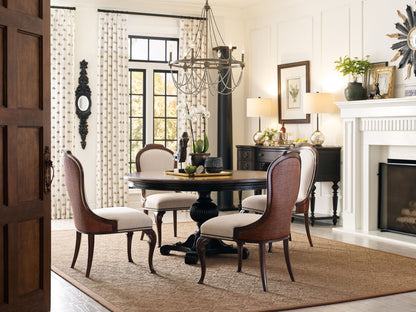Charleston - Round Pedestal Dining Table With 1-20" leaf - Dark Brown