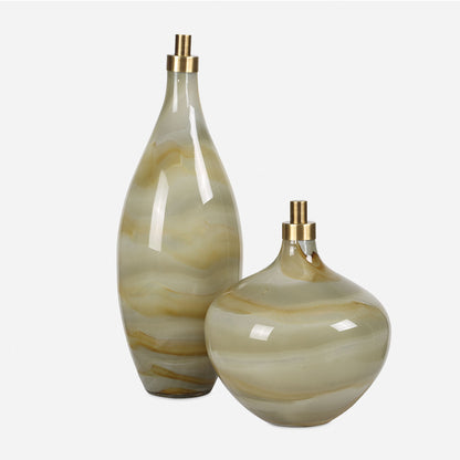 Cascade - Glass Bottles (Set of 2) - Green