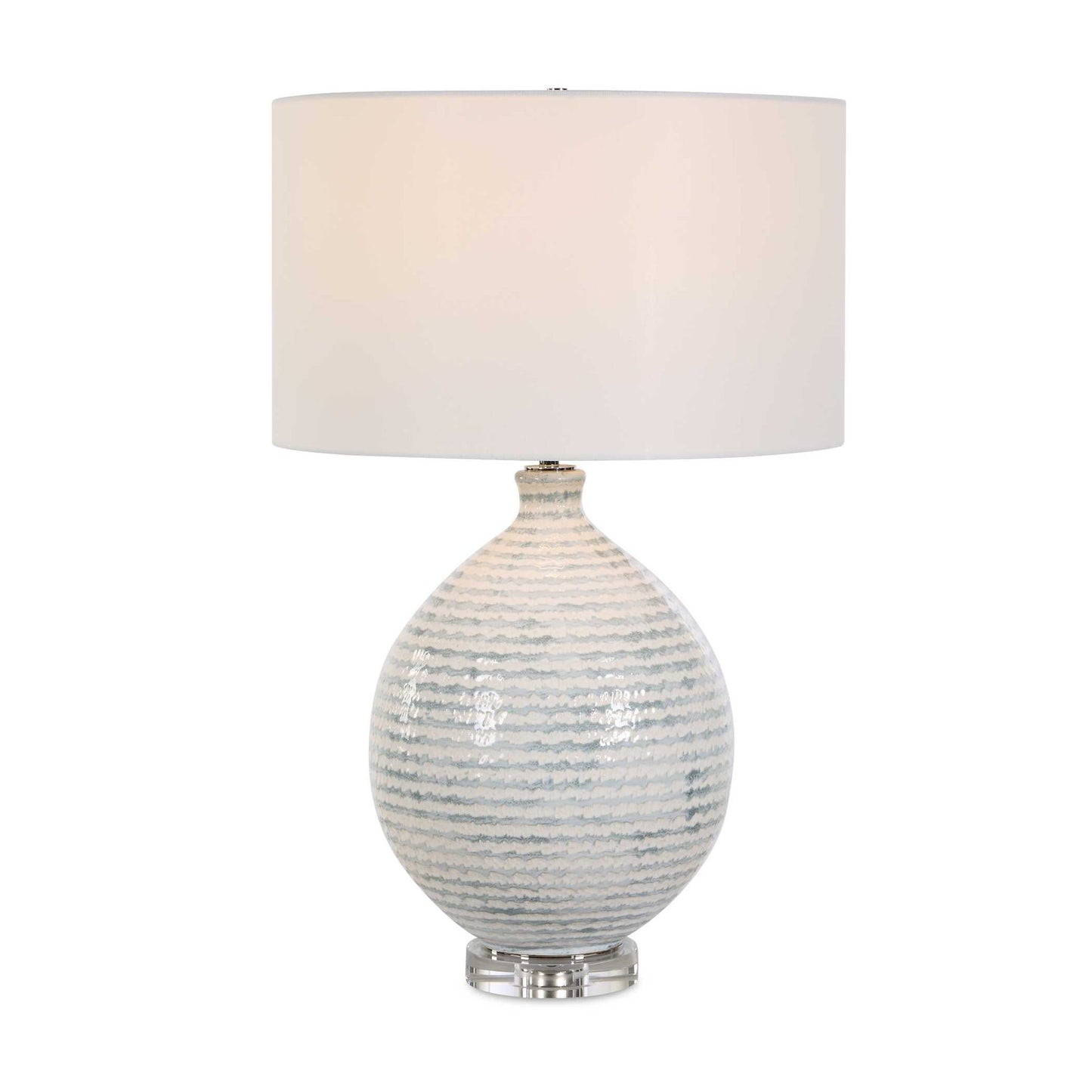 Clary - Horizontally Striped Table Lamp - Gray / White