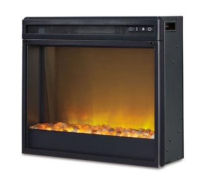 Entertainment - Black - Fireplace Insert Glass/Stone