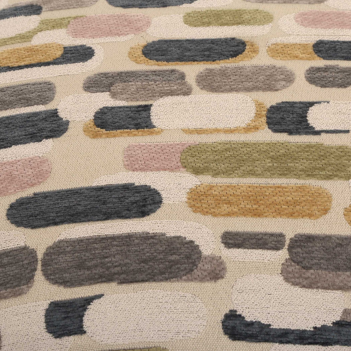 Arem - Upholstered Multi-Color Ottoman - Gray / Pink / White / Yellow