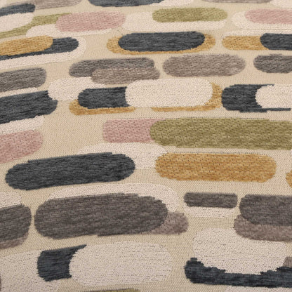 Arem - Upholstered Multi-Color Ottoman - Gray / Pink / White / Yellow