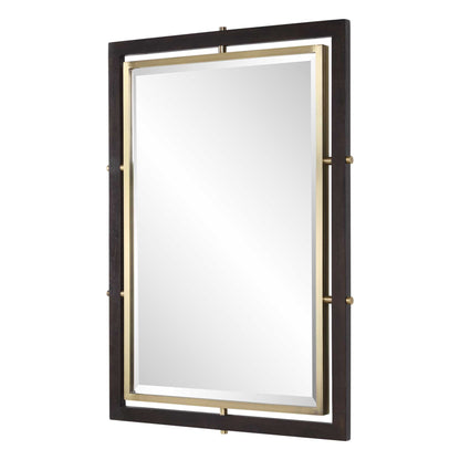 Bach - Rectangle Mirror - Walnut & Brass