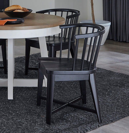 Americana Modern Dining - 48 - 66" Round Dining Table And 4 Barrel Chairs - Cotton