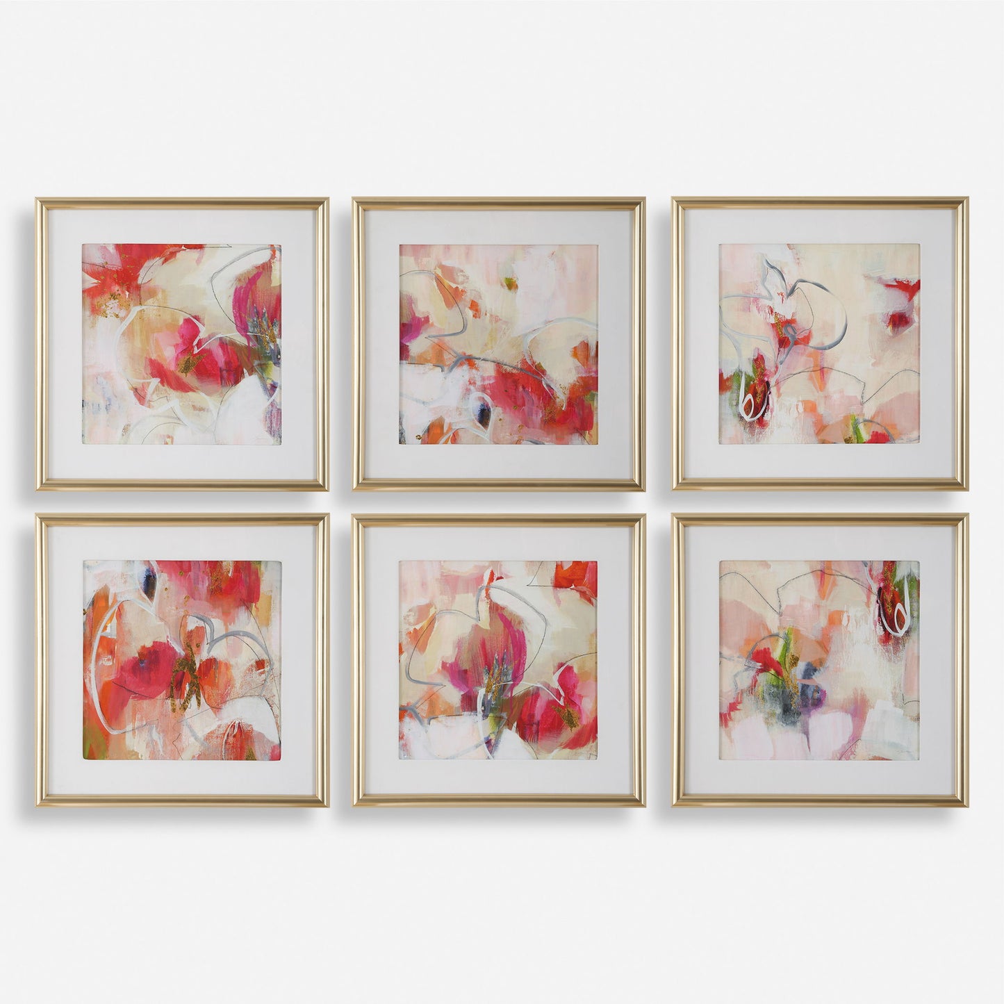 Fresh Start - Red Abstract Prints (Set of 6)