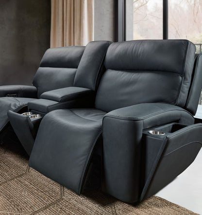 Riverton - Power Gliding Console Loveseat With Power Headrest And Lumbar - Black