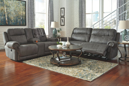 Austere - Gray - Dbl Rec Loveseat W/Console