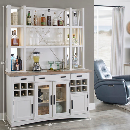 Americana Modern Dining - Buffet And Open Hutch With Quartz Insert - Cotton