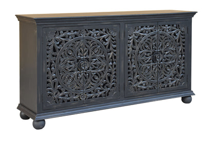 Yvette - Four Door Credenza - Black Distressed