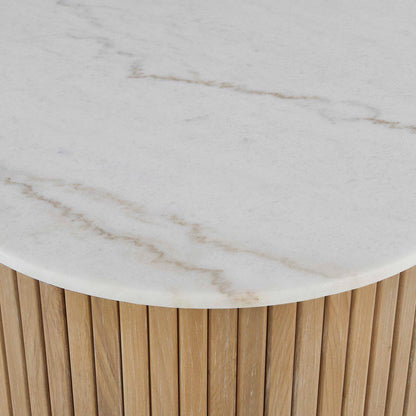 Arik - Marble Top Coffee Table - White / Woodtone