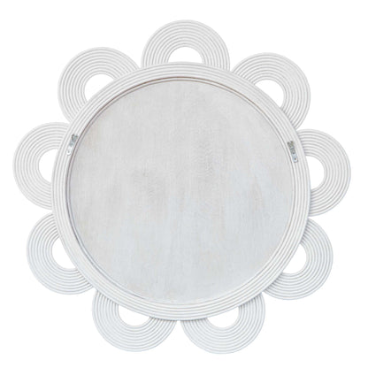 Clematis - Rattan Round Mirror - White