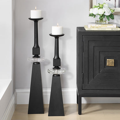 Ebon Glow - Floor Candleholders (Set of 2) - Black