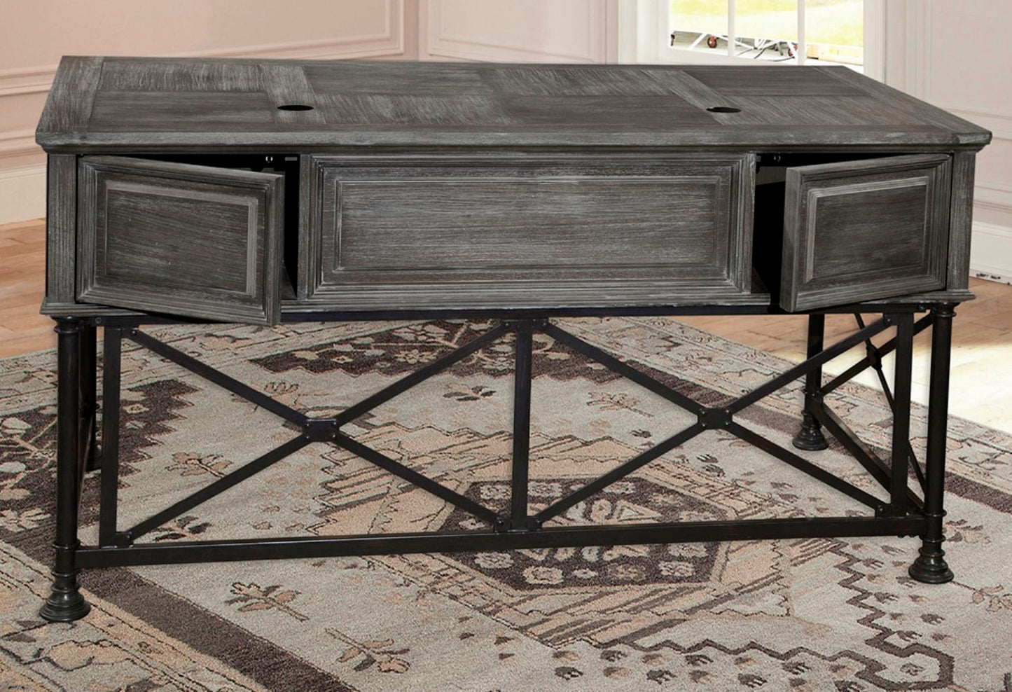 Gramercy Park - Writing Desk With Lateral File - Vintage Burnished Smoke